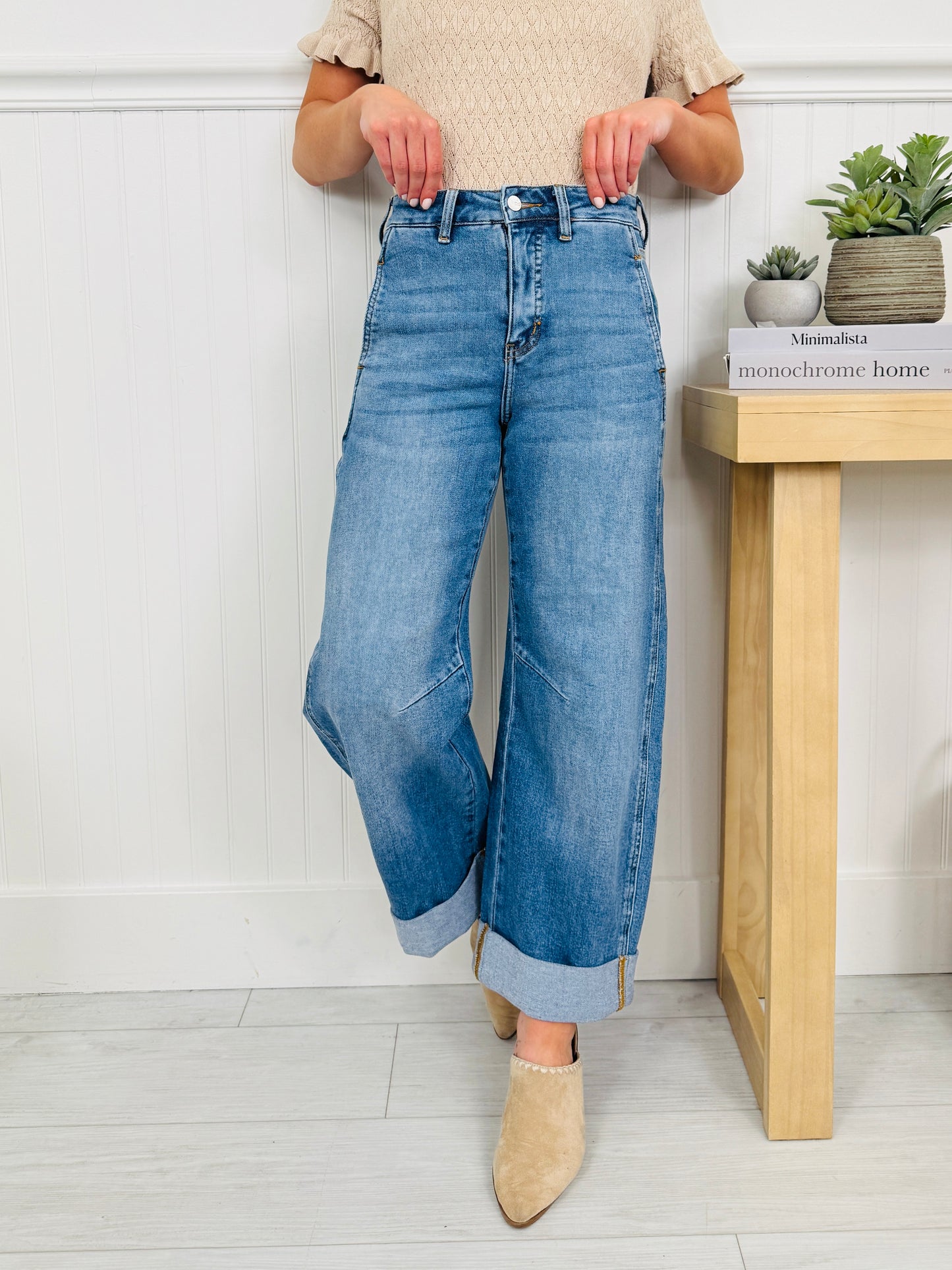 Spring Ready Tummy Control Slim Barrel Jeans