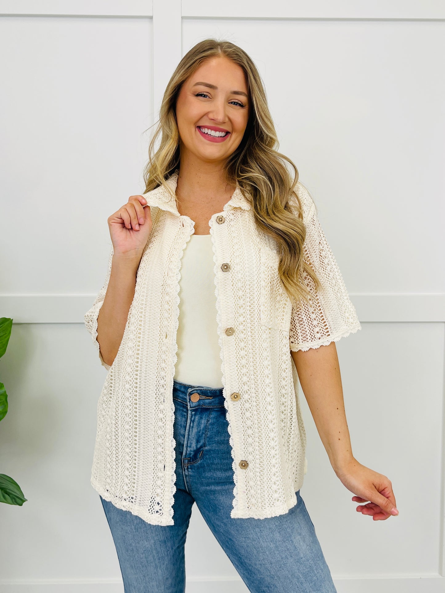 Ivory Breeze Button Top