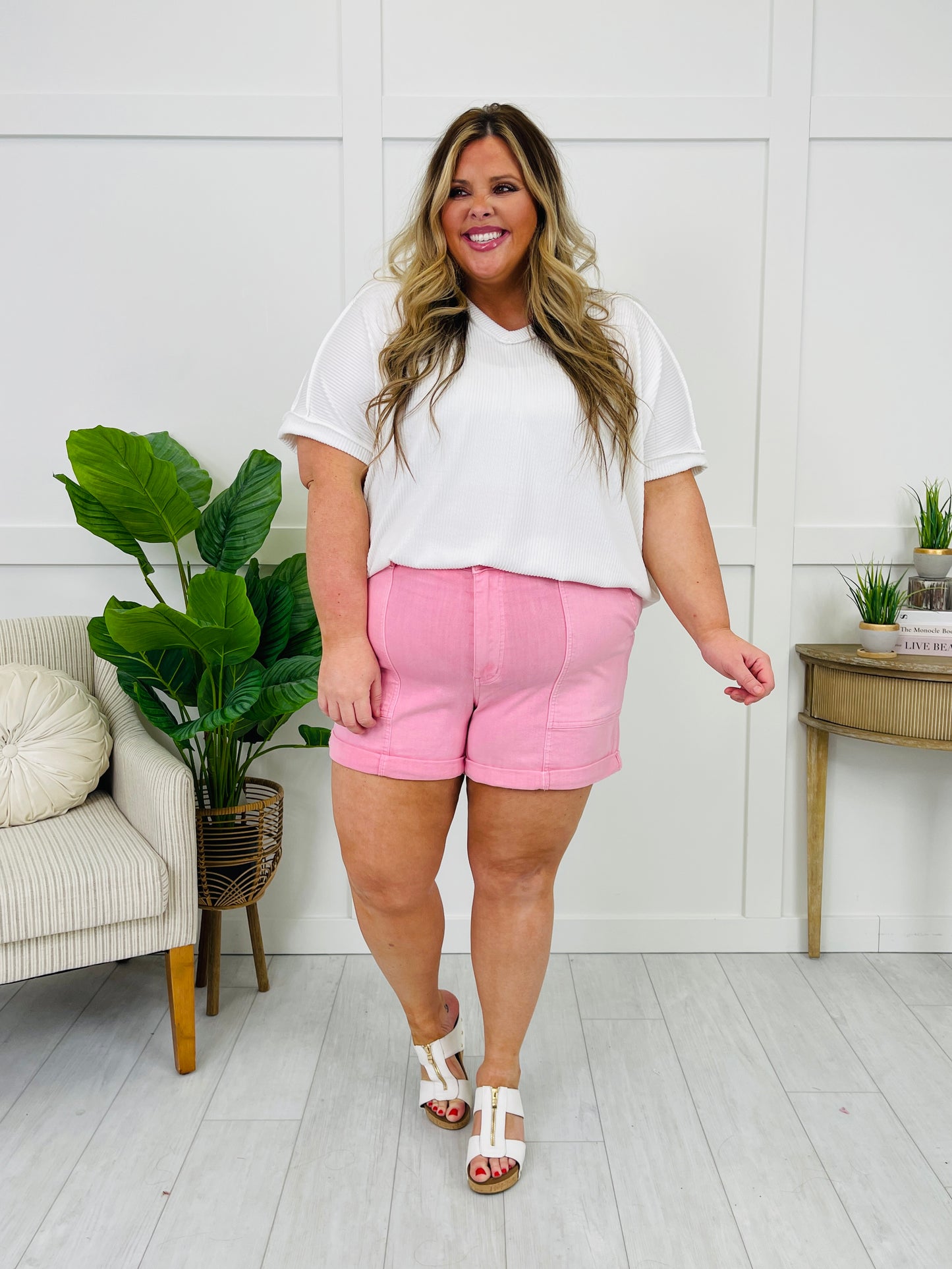 Judy Blue Pink Lemonade Weekender Shorts