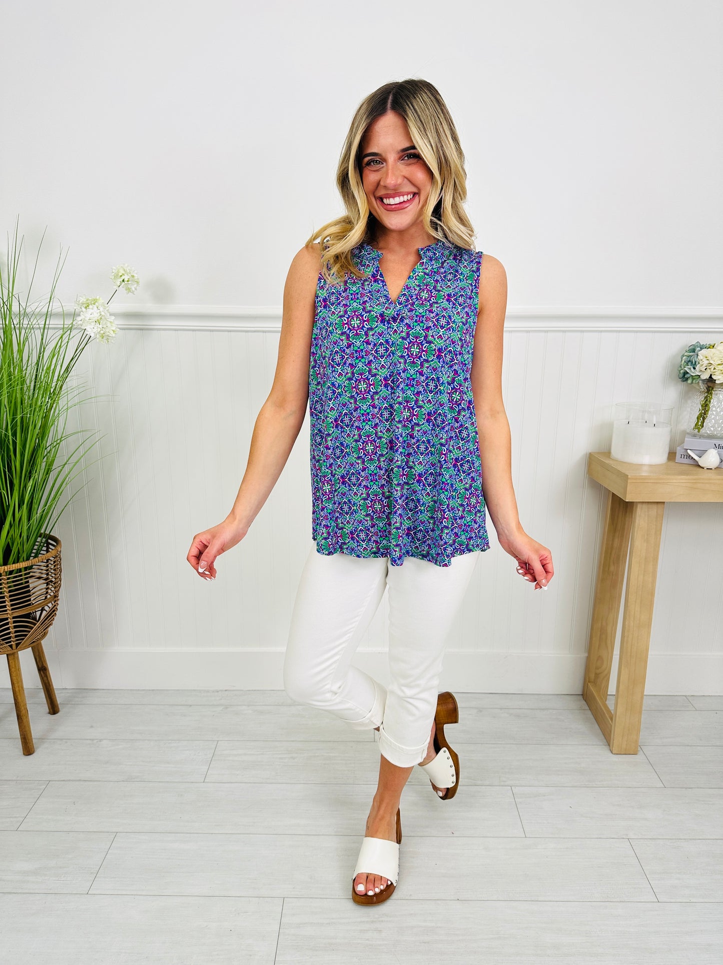 Sunshine Energy Top in Nantucket Print