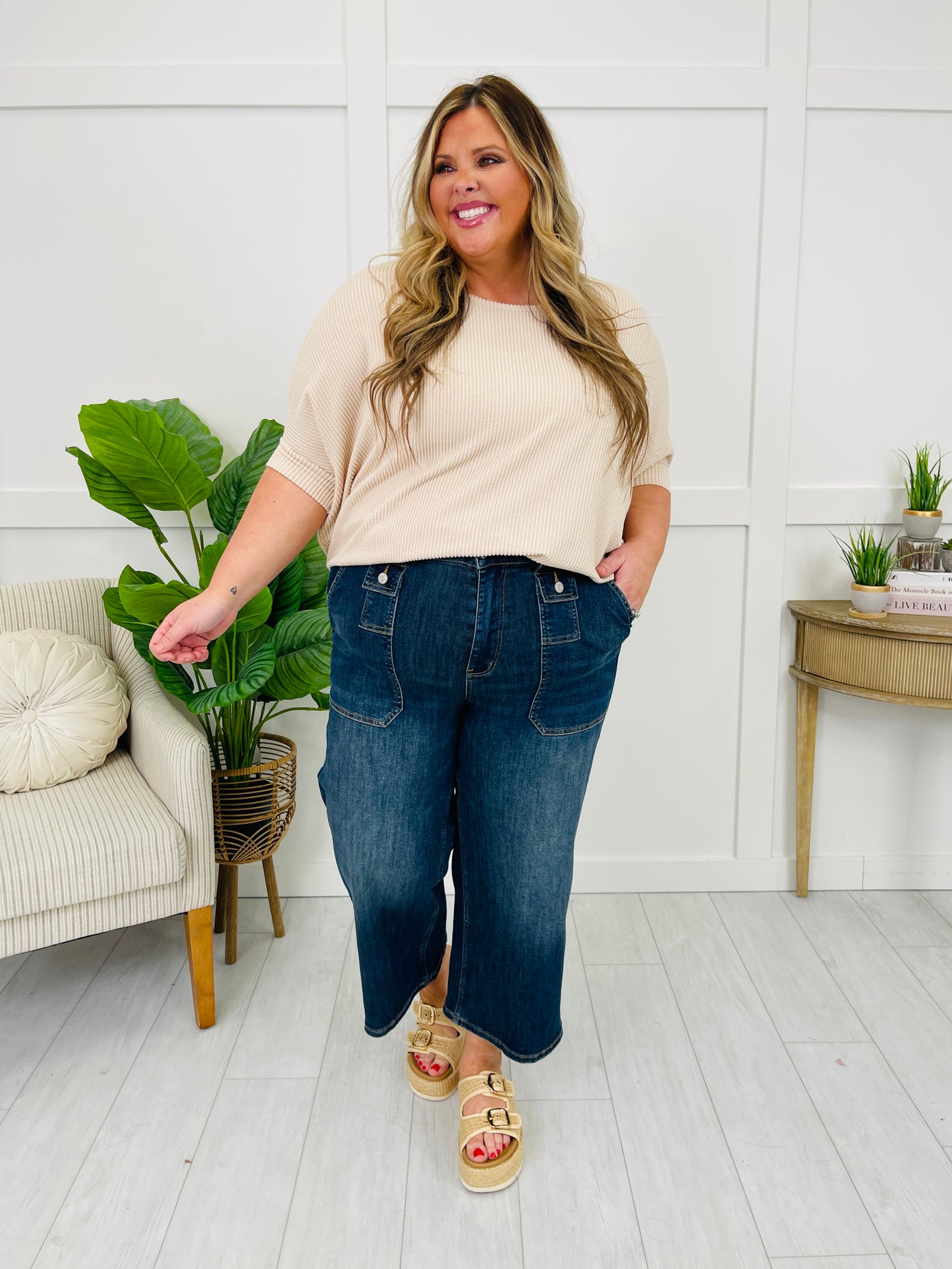 Judy Blue Easy Upgrade Wide Leg Cropped Jeans