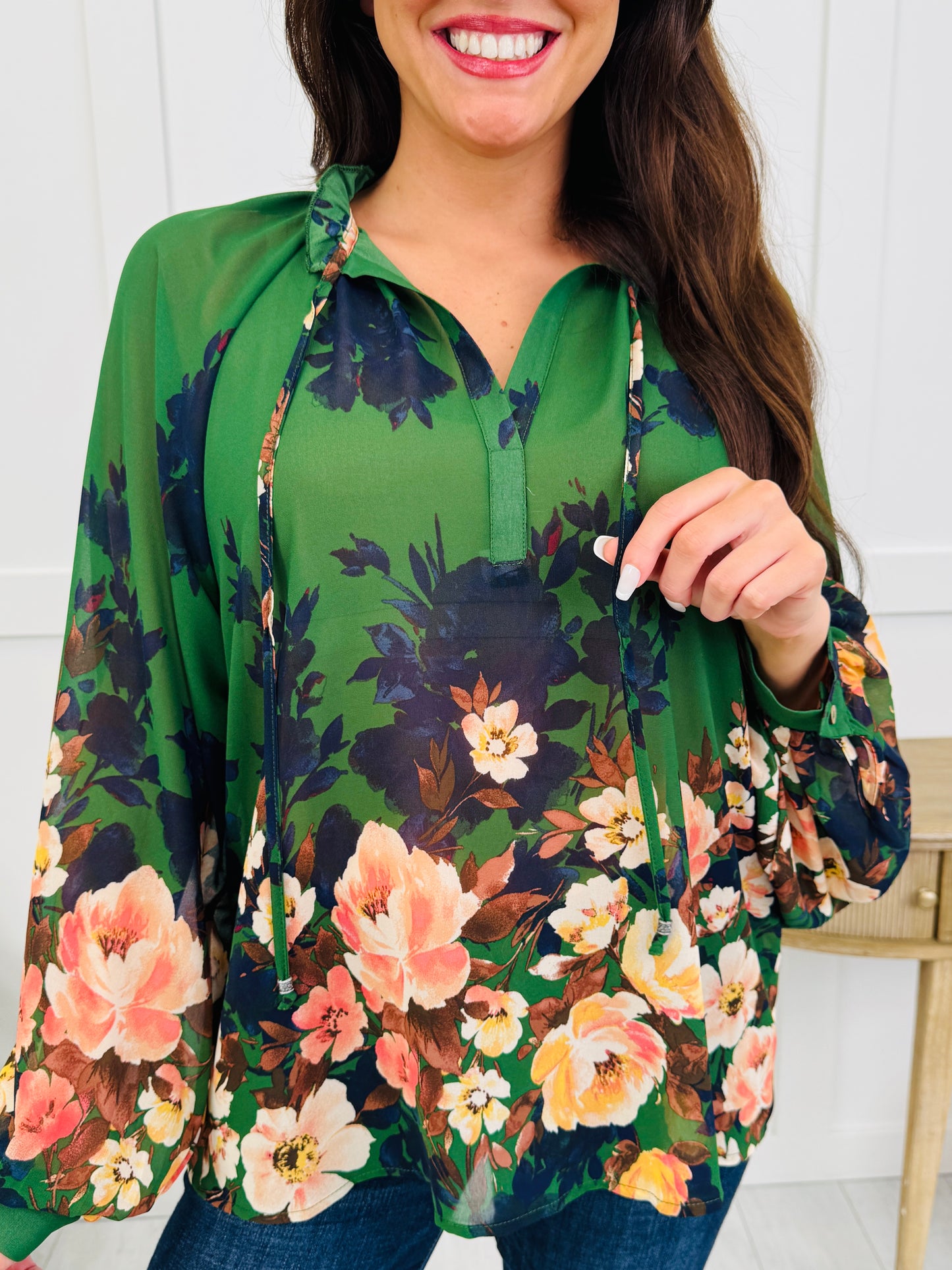 Emerald Garden Top In Emerald Green