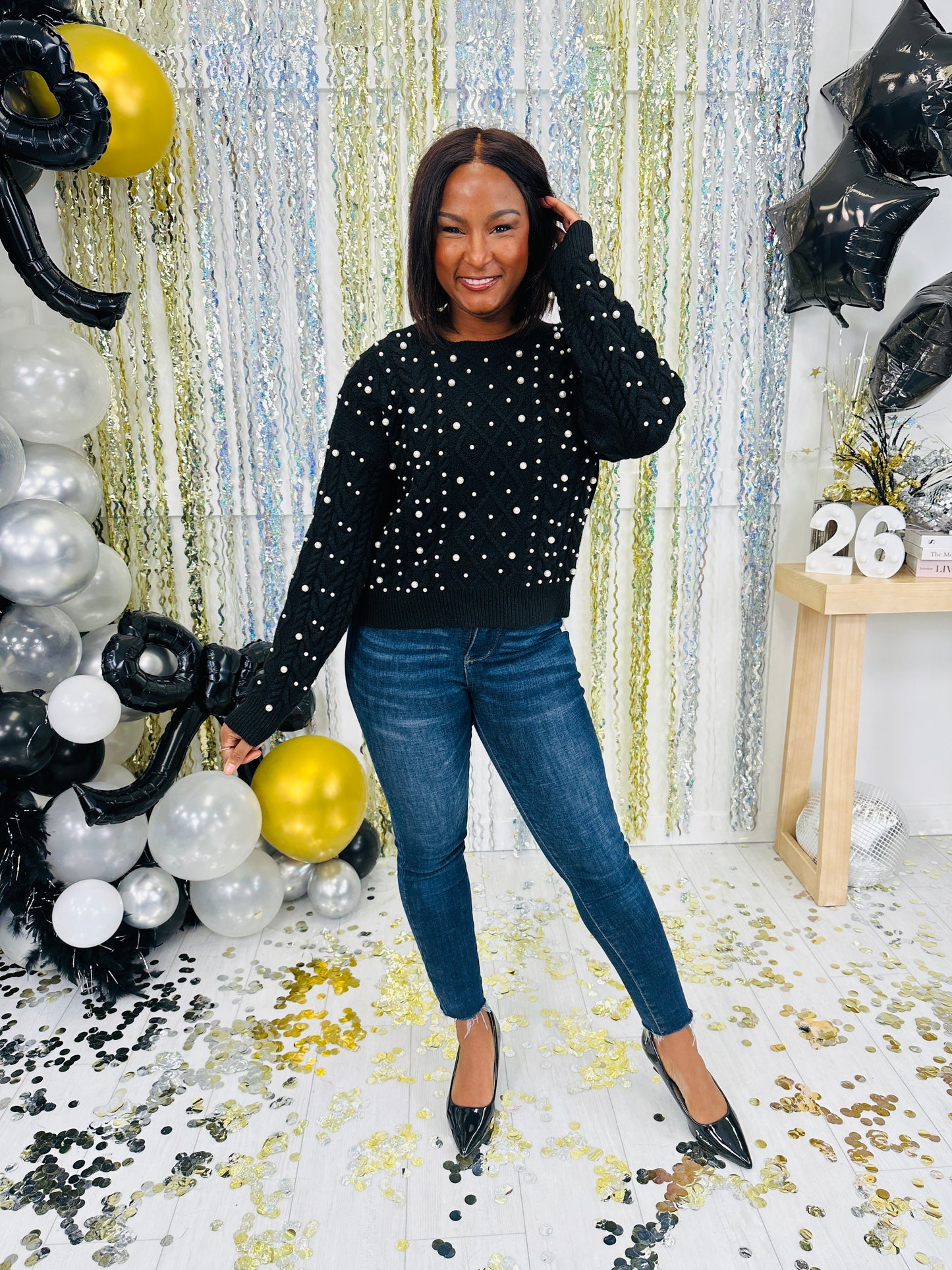 Midnight Pearls Sweater