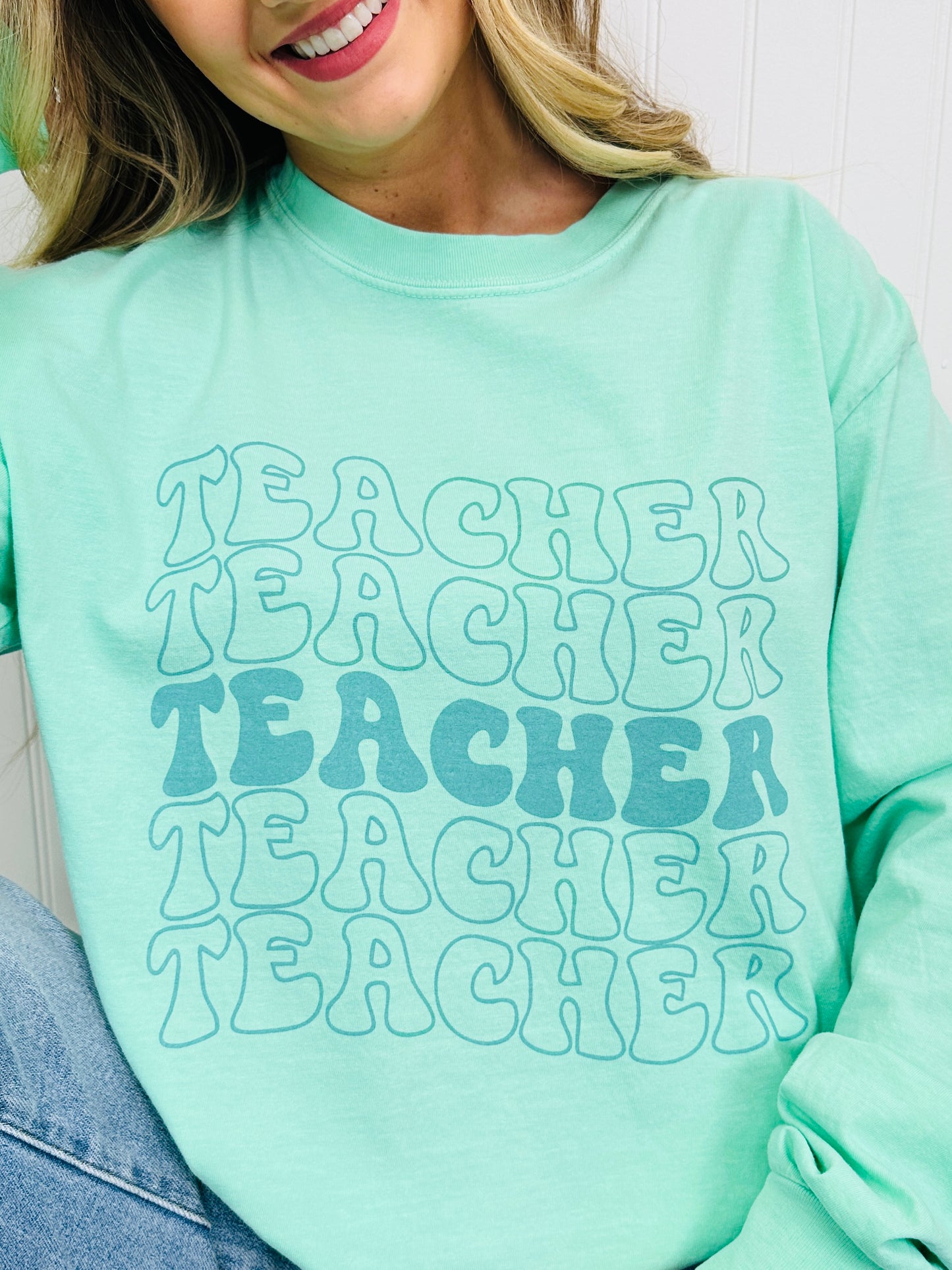 Teacher Graphic Long Sleeve Tee in Multiple Colors