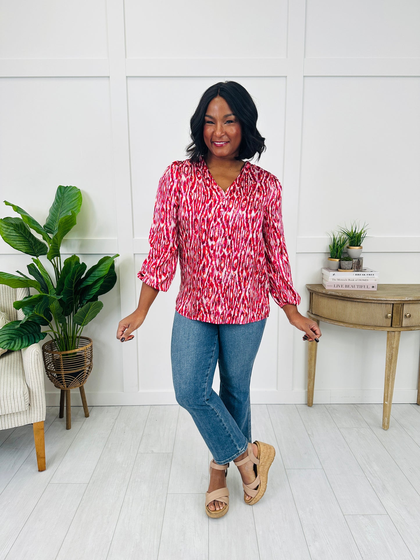 Painted The Petals Top In Magenta