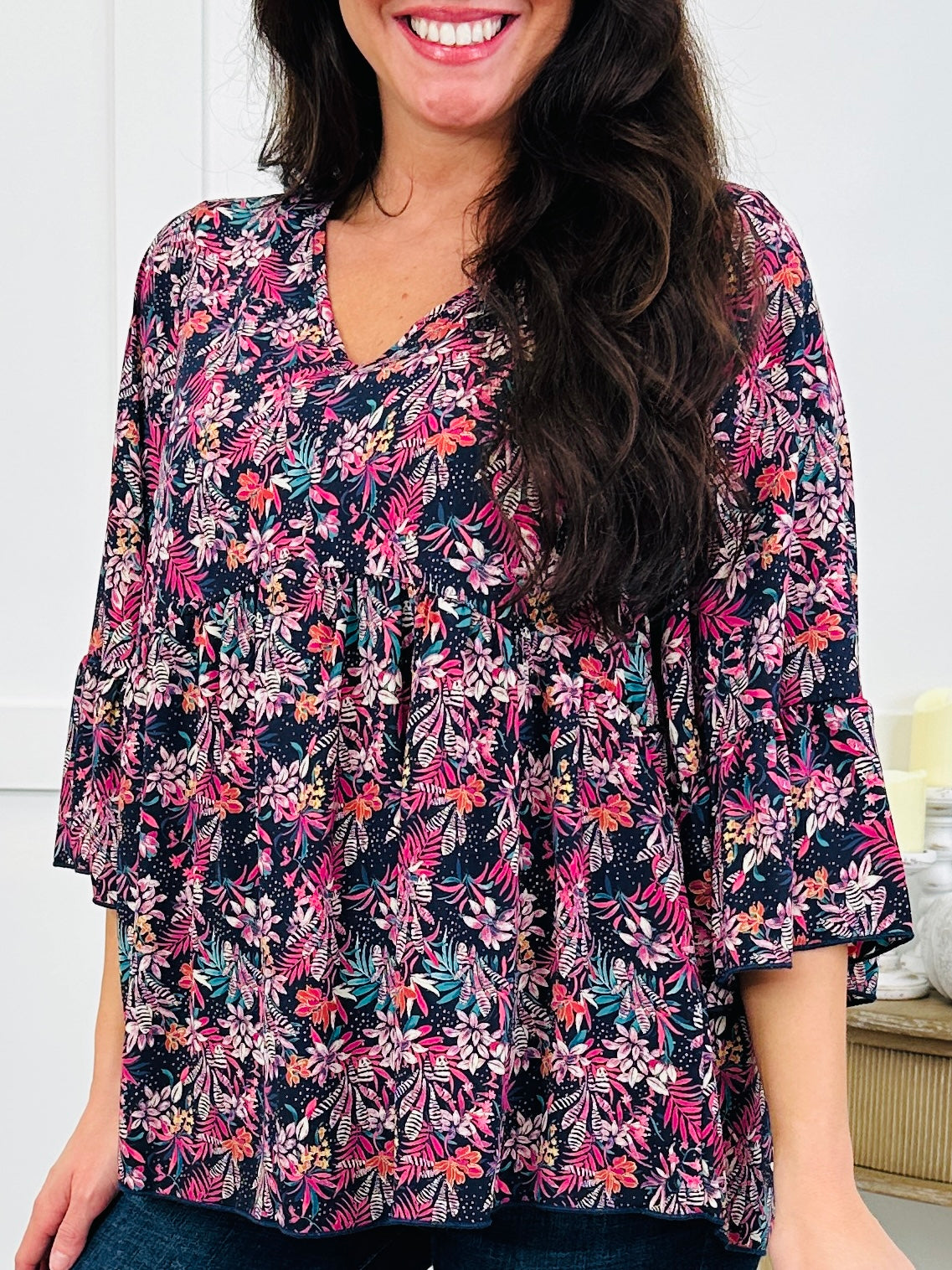 The Blooming Days Top In Navy