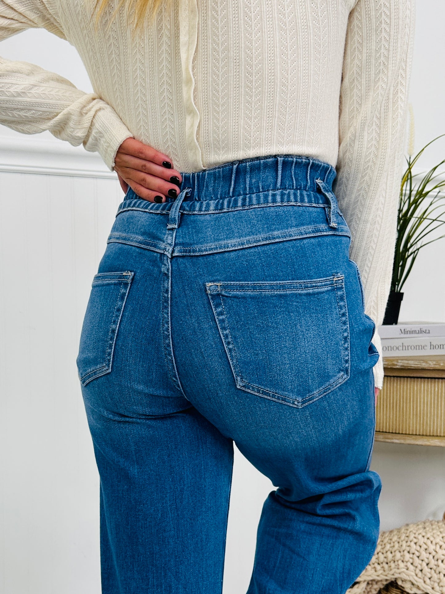 Off Duty Tummy Control Wide Leg Drawstring Jeans