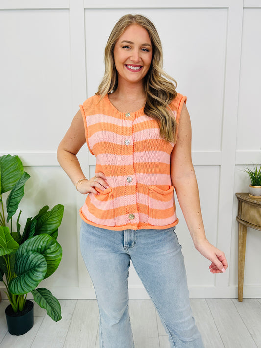 Harbor Stripe Vest In Mango