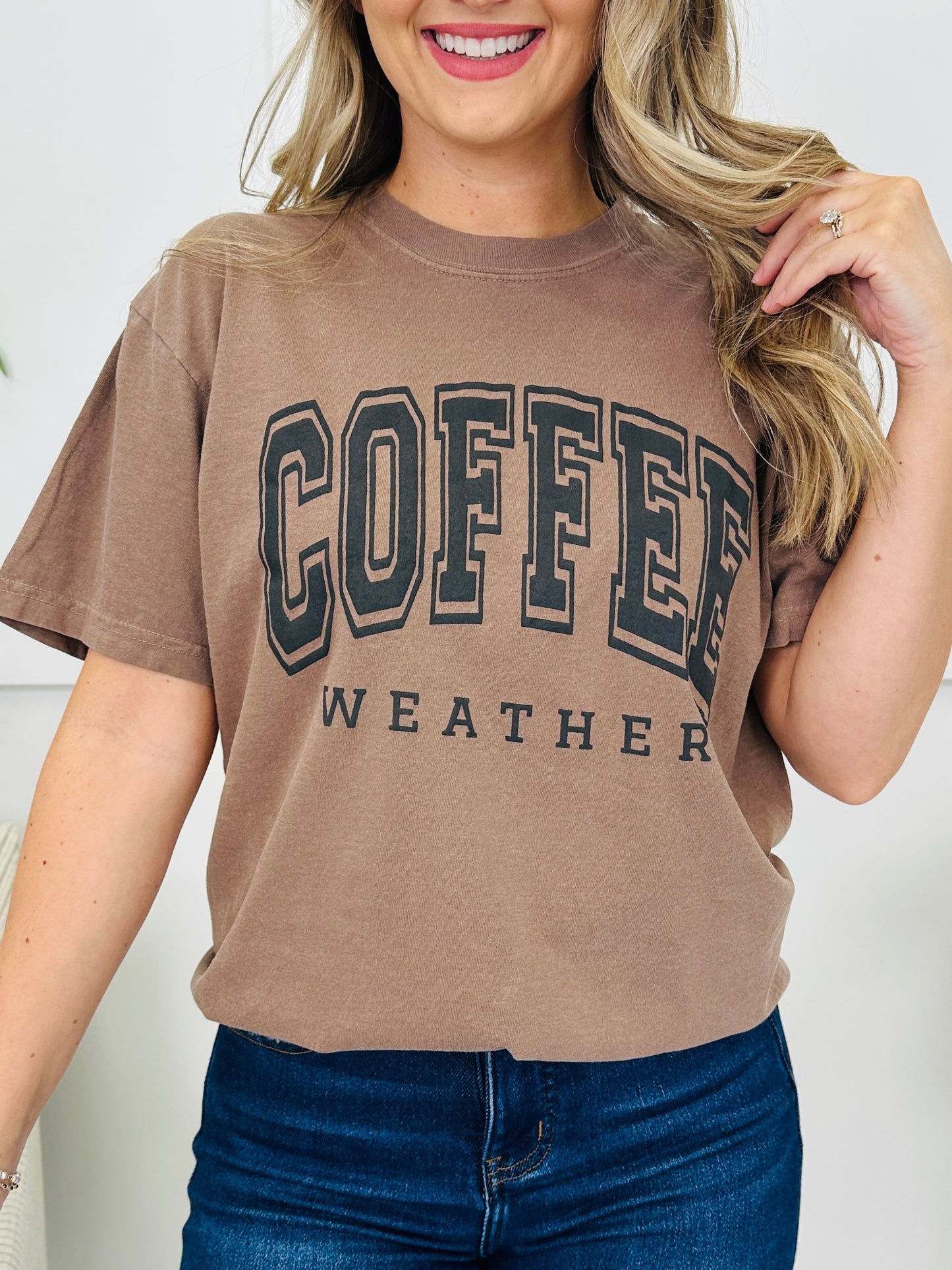 Coffee Weather Graphic Tee in Brown