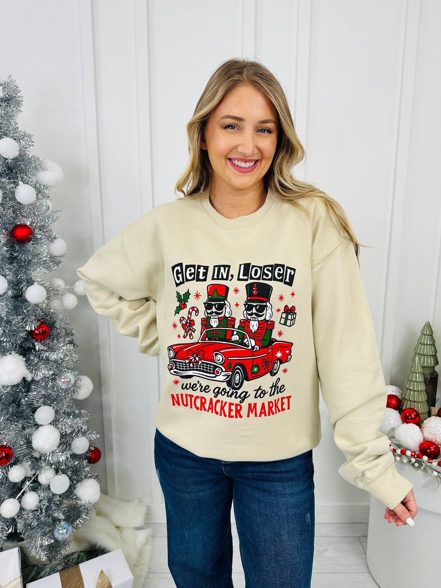 Get In Loser Nutcracker Graphic Crewneck Sweatshirt
