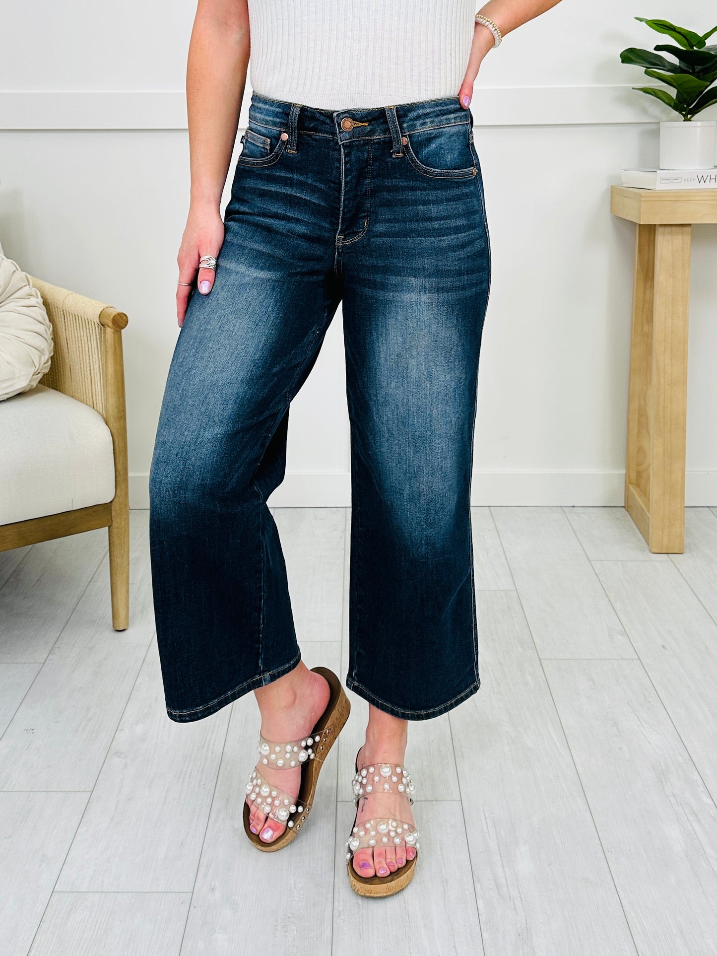 Judy Blue Dress To Impress Tummy Control Wide Leg Cropped Jeans MOCO Boutique Judy Blue Dress To Impress Tummy Control Wide Leg Cropped Jeans MOCO Boutique