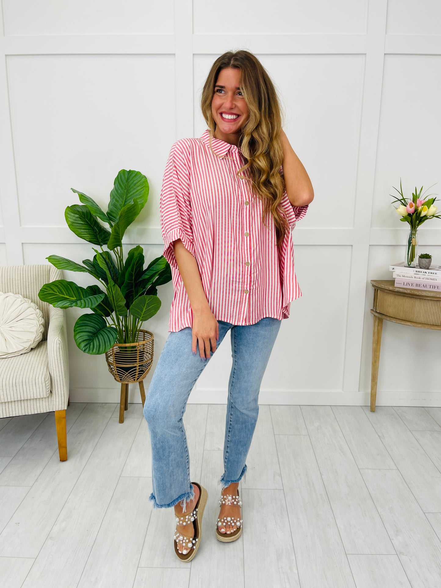 Striped Serenity Top in Ruby