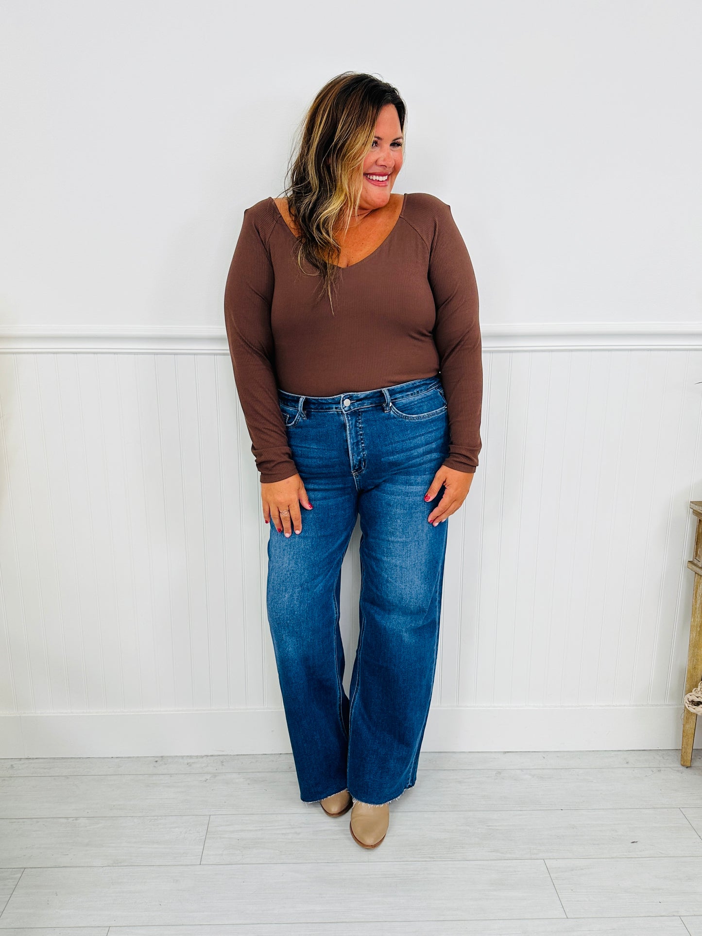 All Eyes On You Wide Leg Tummy Control Jeans