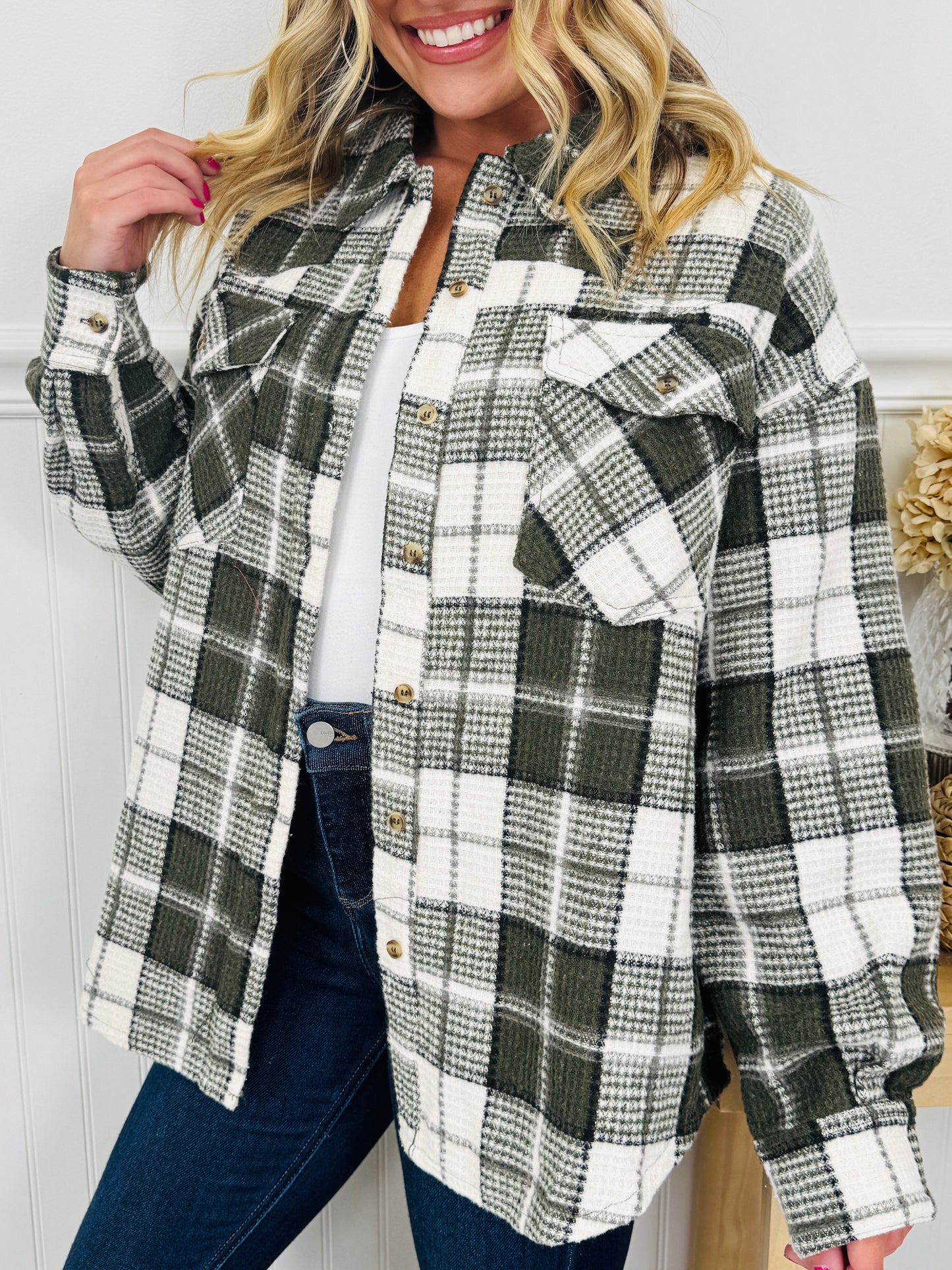 Fireside Favorite Shacket In Olive