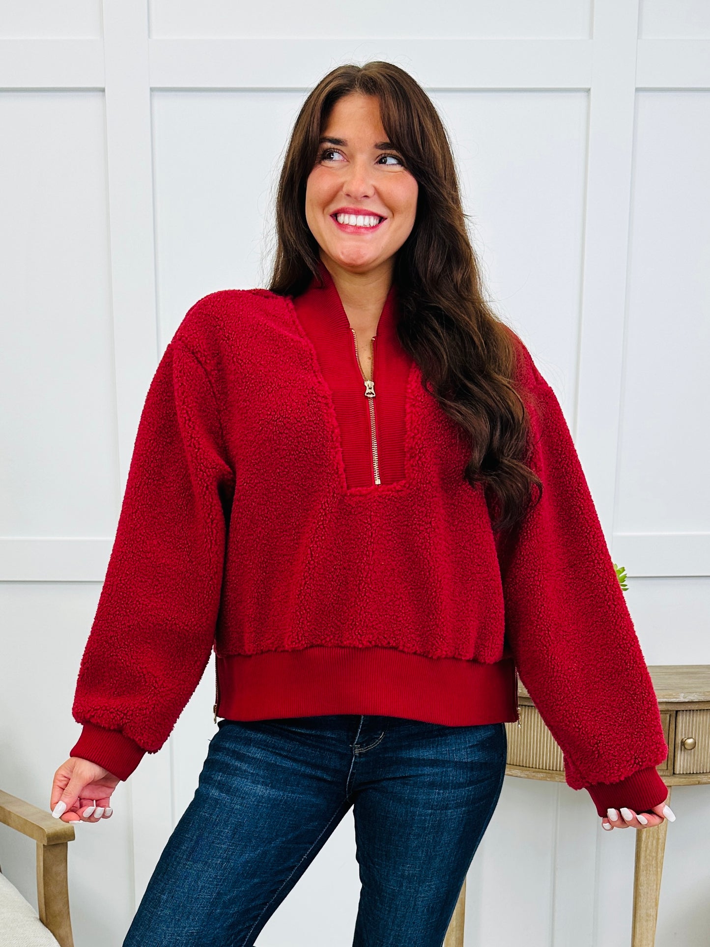 Weekend Warmth Pullover In Burgundy