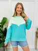 Colorblock Cozy Top In Aqua