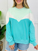 Colorblock Cozy Top In Aqua