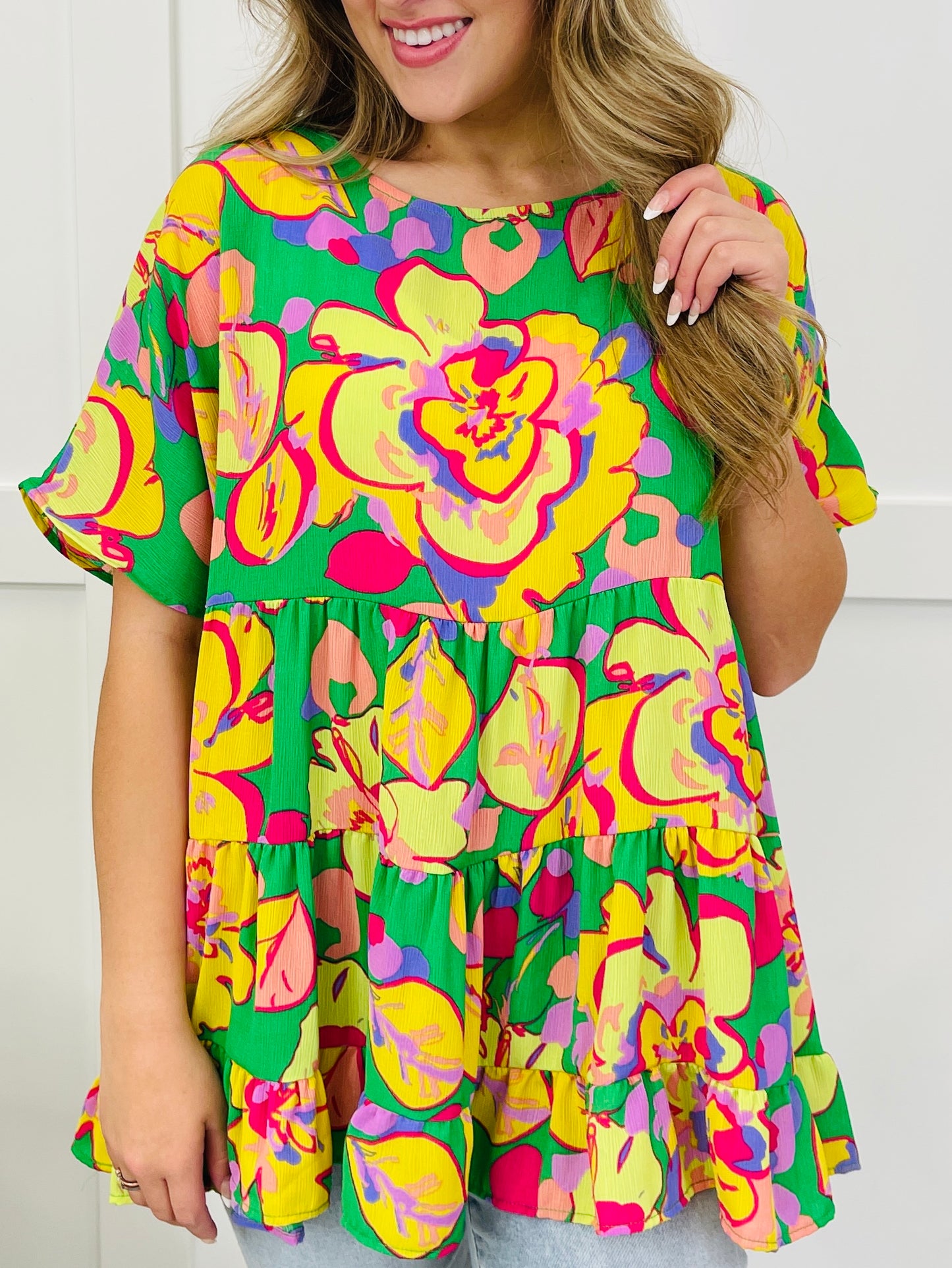 Neon Petals Top In Green