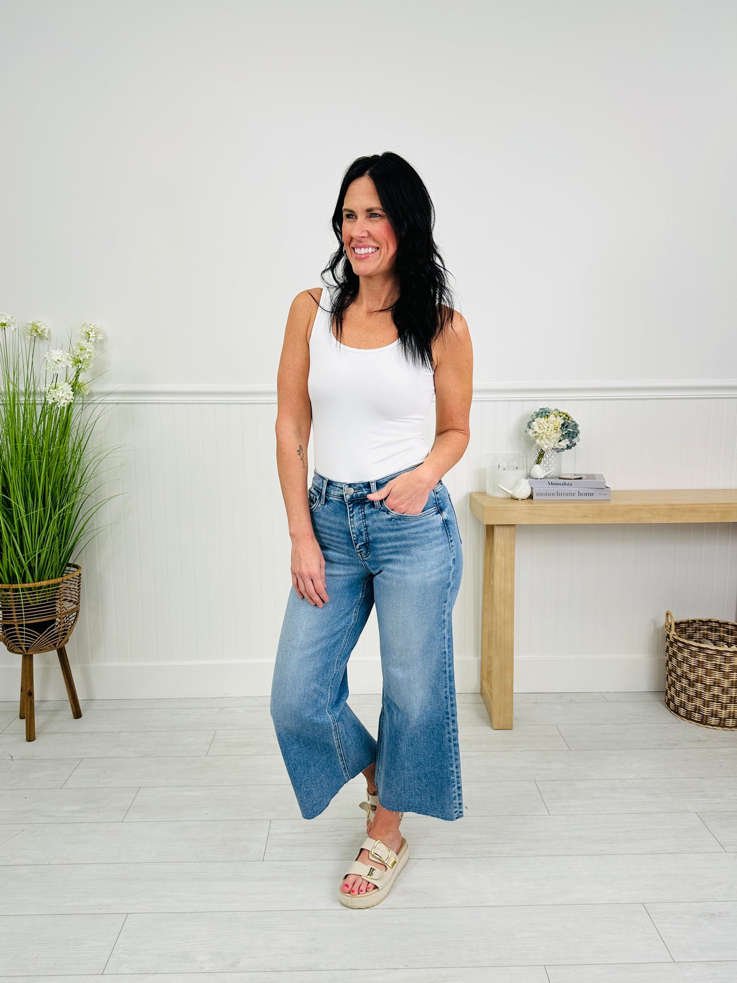 Easy Everyday Cropped Palazzo Tummy Control Jeans