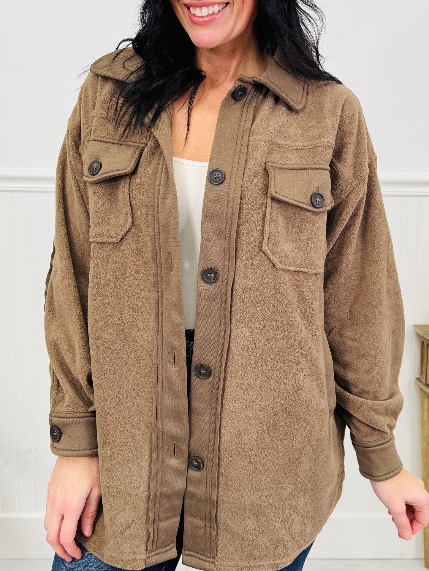 Breezy Commute Shacket in Mocha