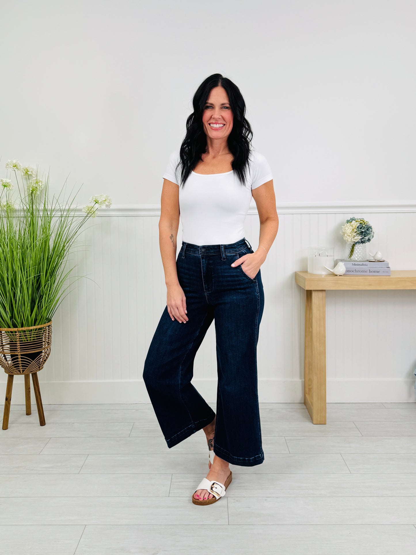 Judy Blue Timeless Touch Trouser Wide Leg Ankle Jeans