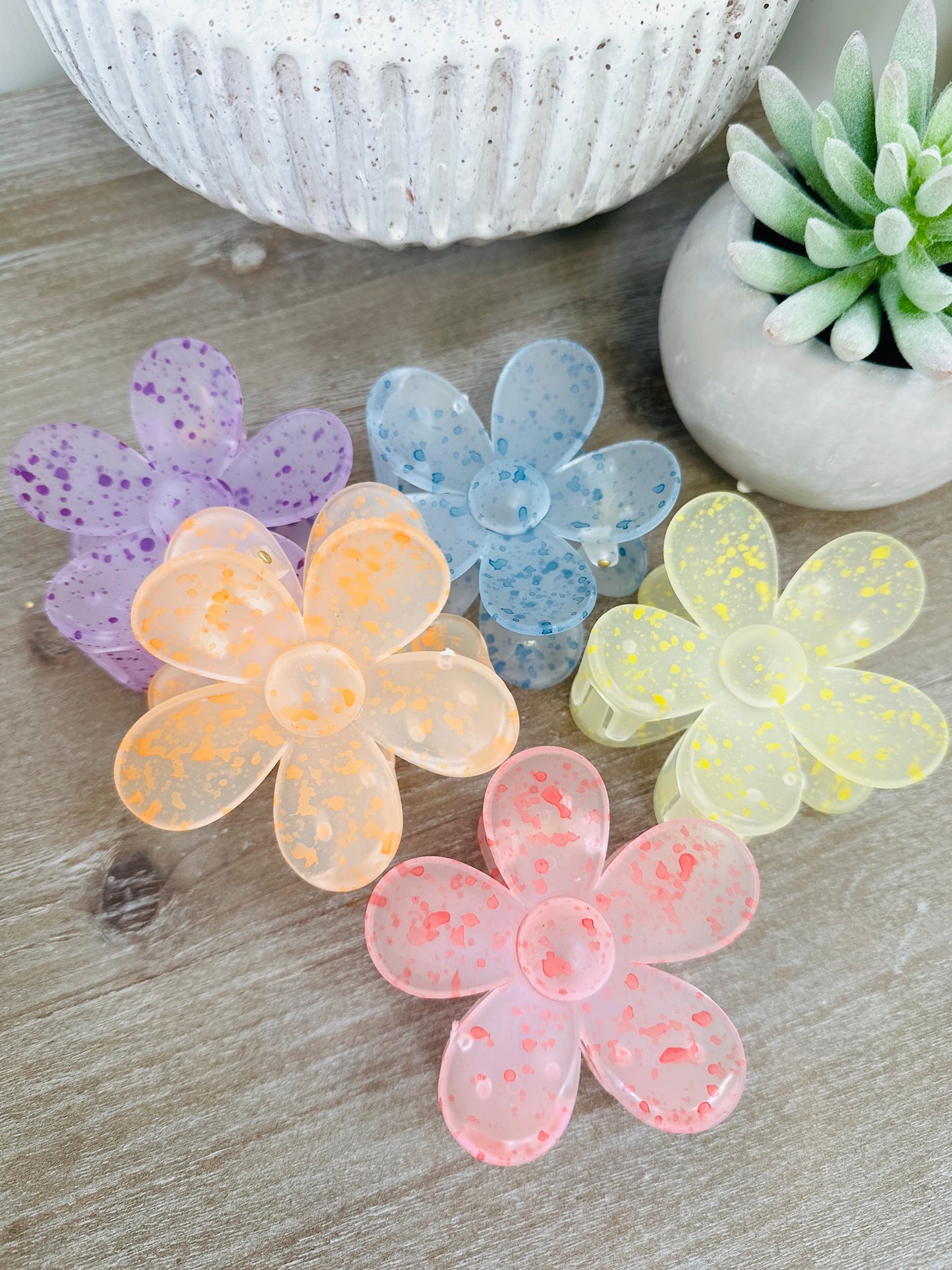 Paint Splatter Flower Hair Clip-Multiple Colors!