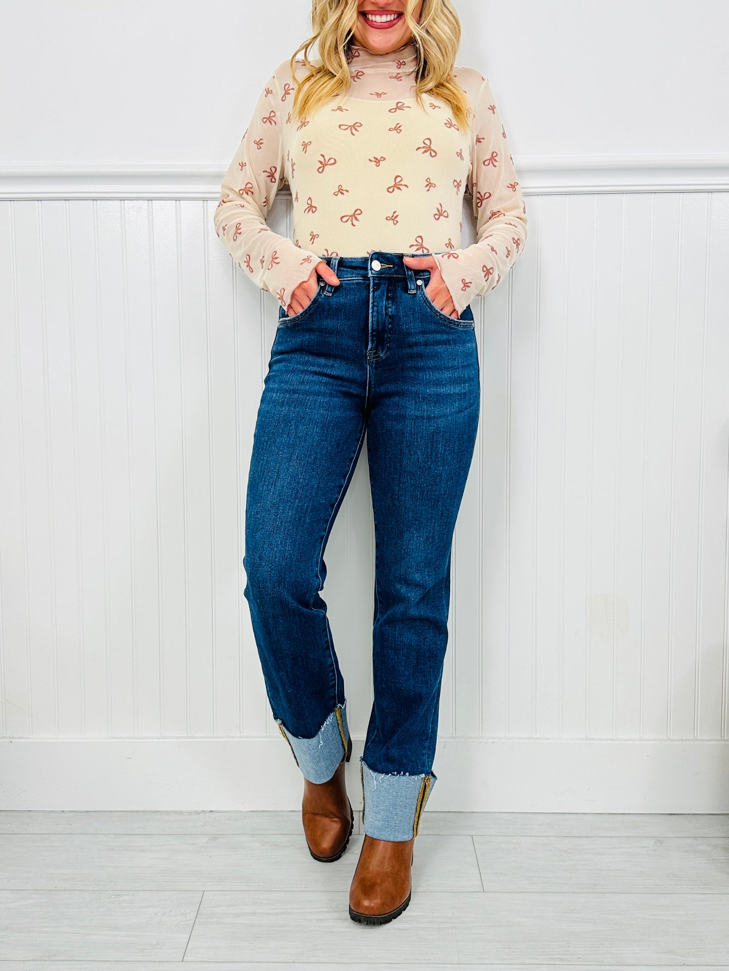 Stay Cuffed Tummy Control Mom Jeans