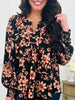 Fall Floral Fantasy Top In Black