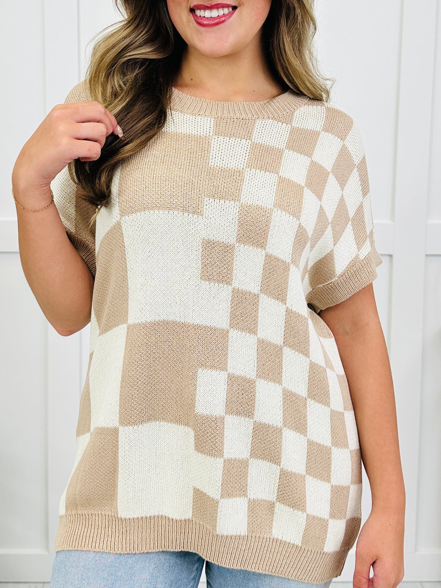 Pop Art Knit Top In Taupe