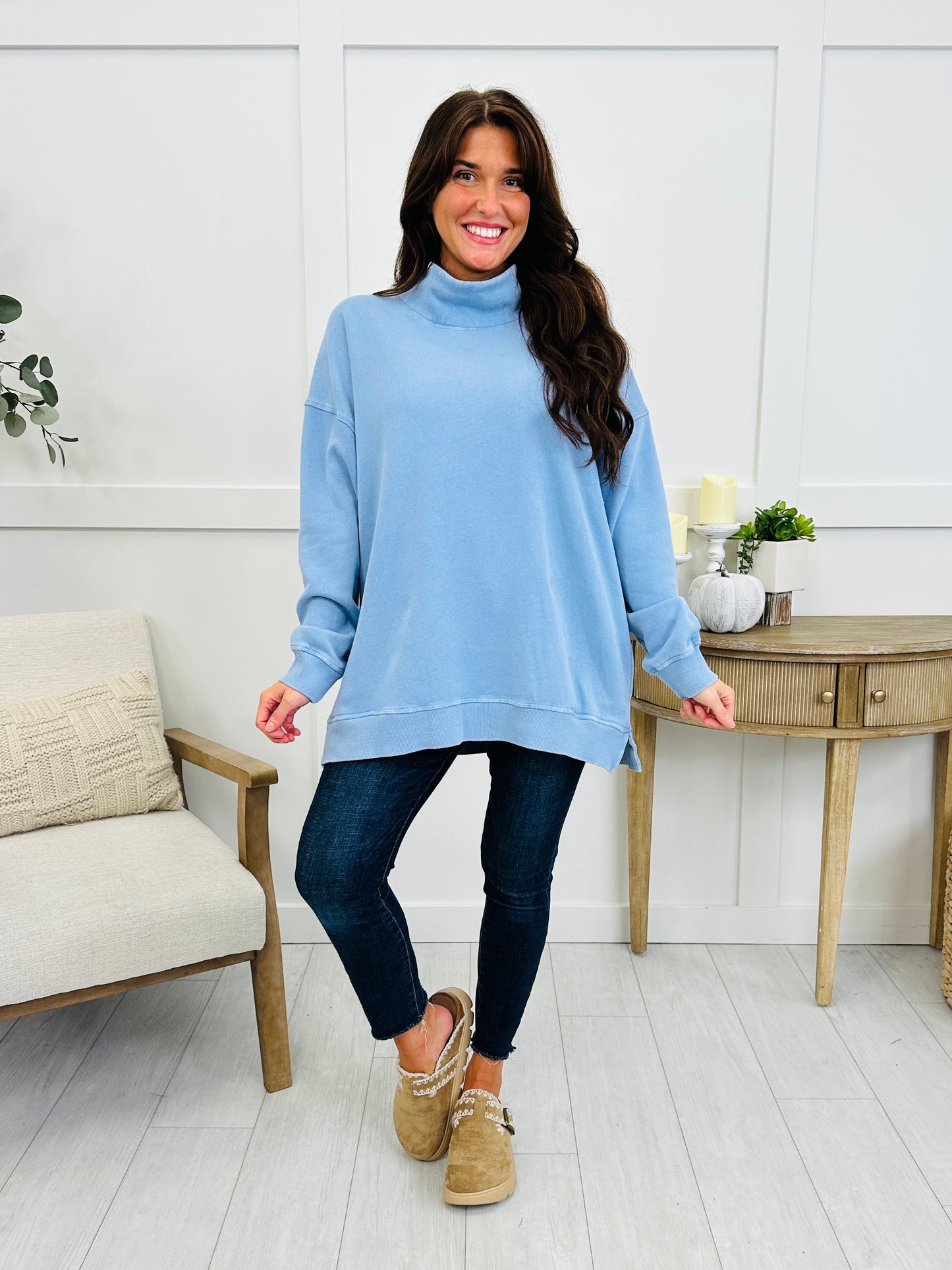 Nothing But Cozy Top In Ocean Blue
