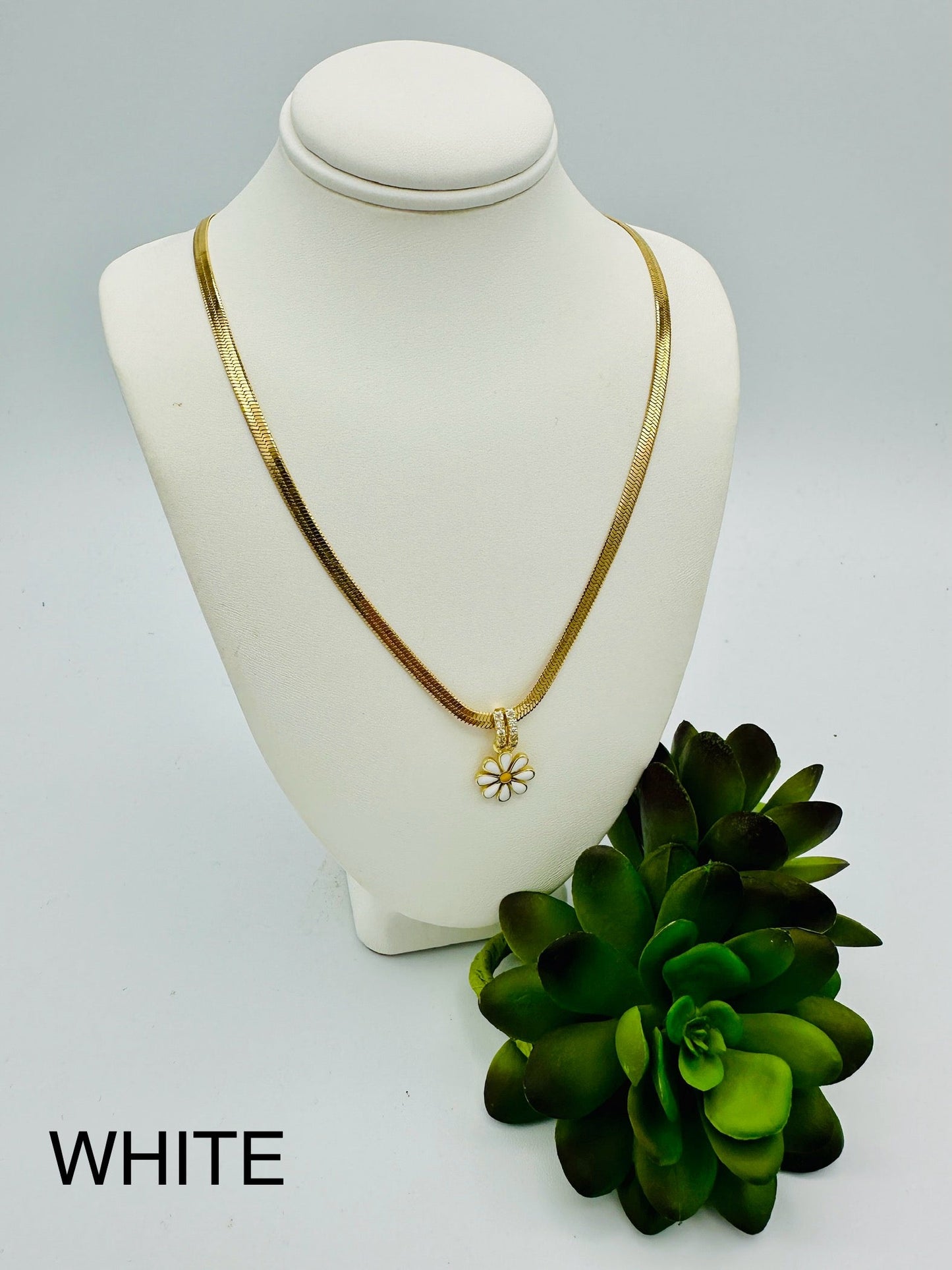 Flower Snake Chain Necklace- Multiple Colors!