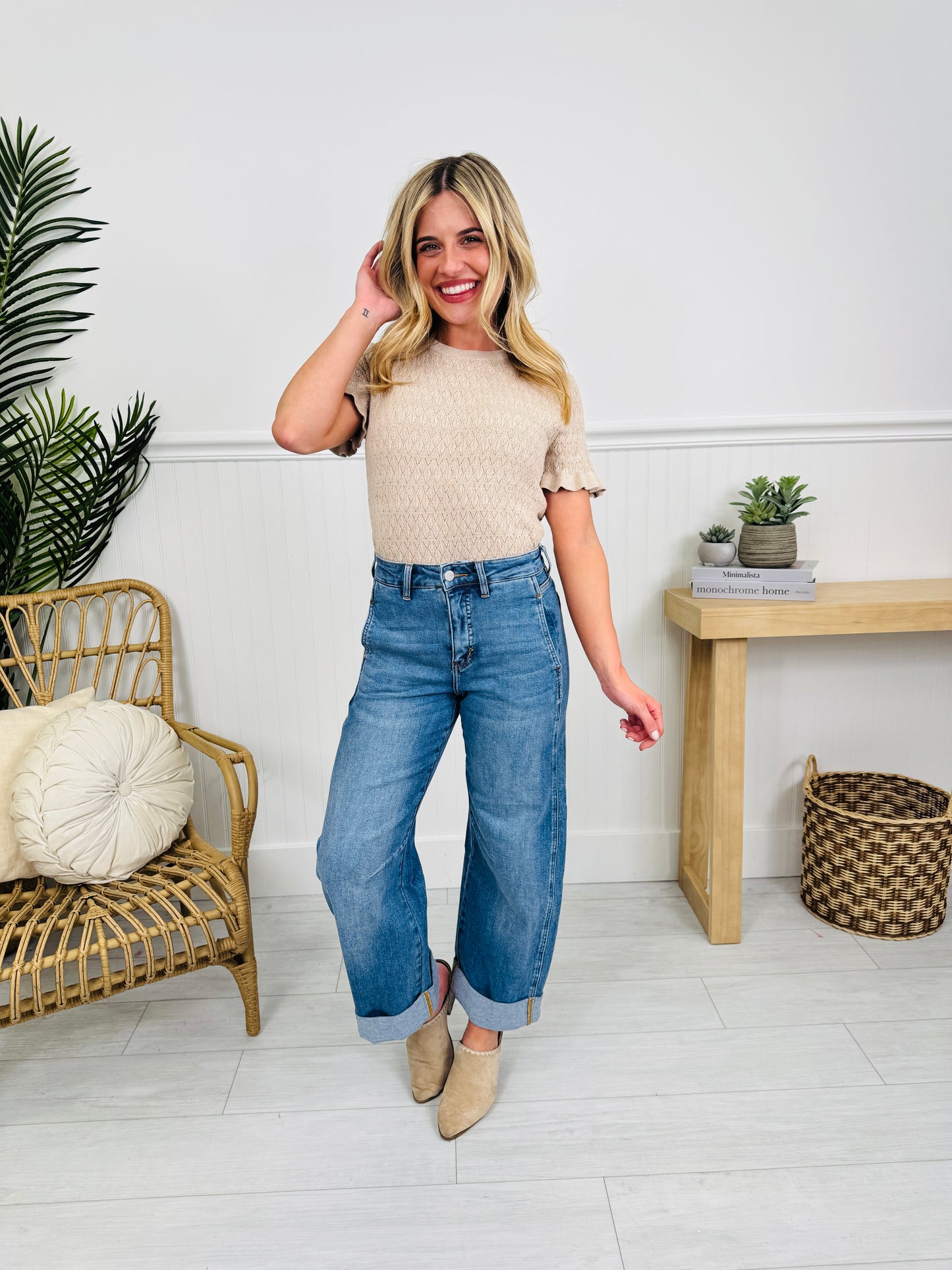 Spring Ready Tummy Control Slim Barrel Jeans