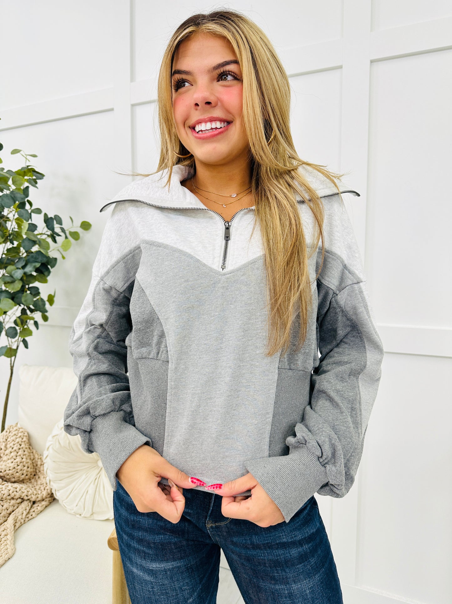 REG/CURVY Zip Into Comfort Pullover