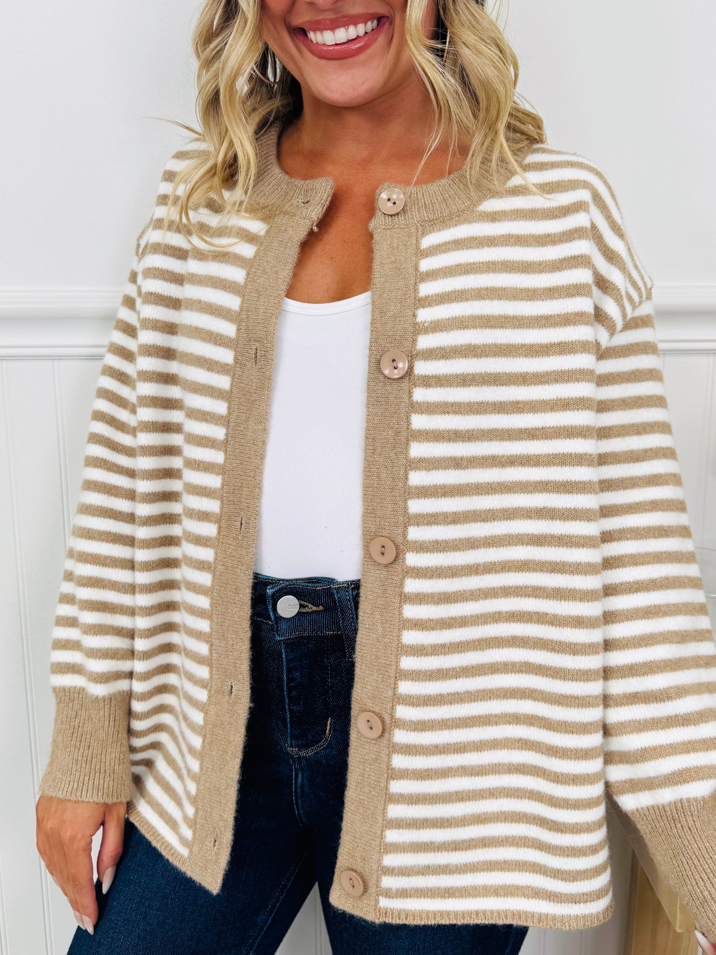 Perfectly Put Together Cardigan In Taupe