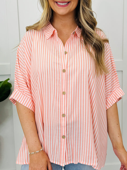 Striped Serenity Top in Coral