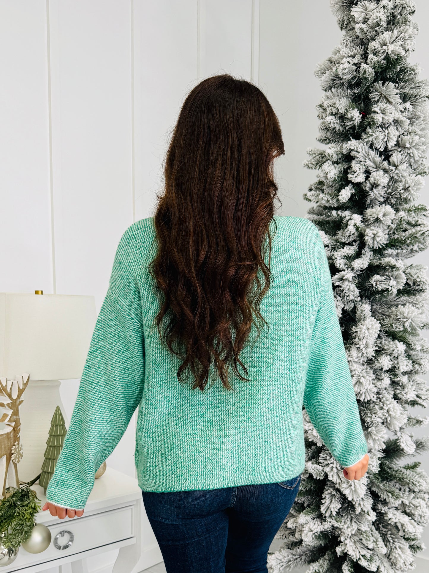 Festive Feeling Cardigan In Two Tone Green