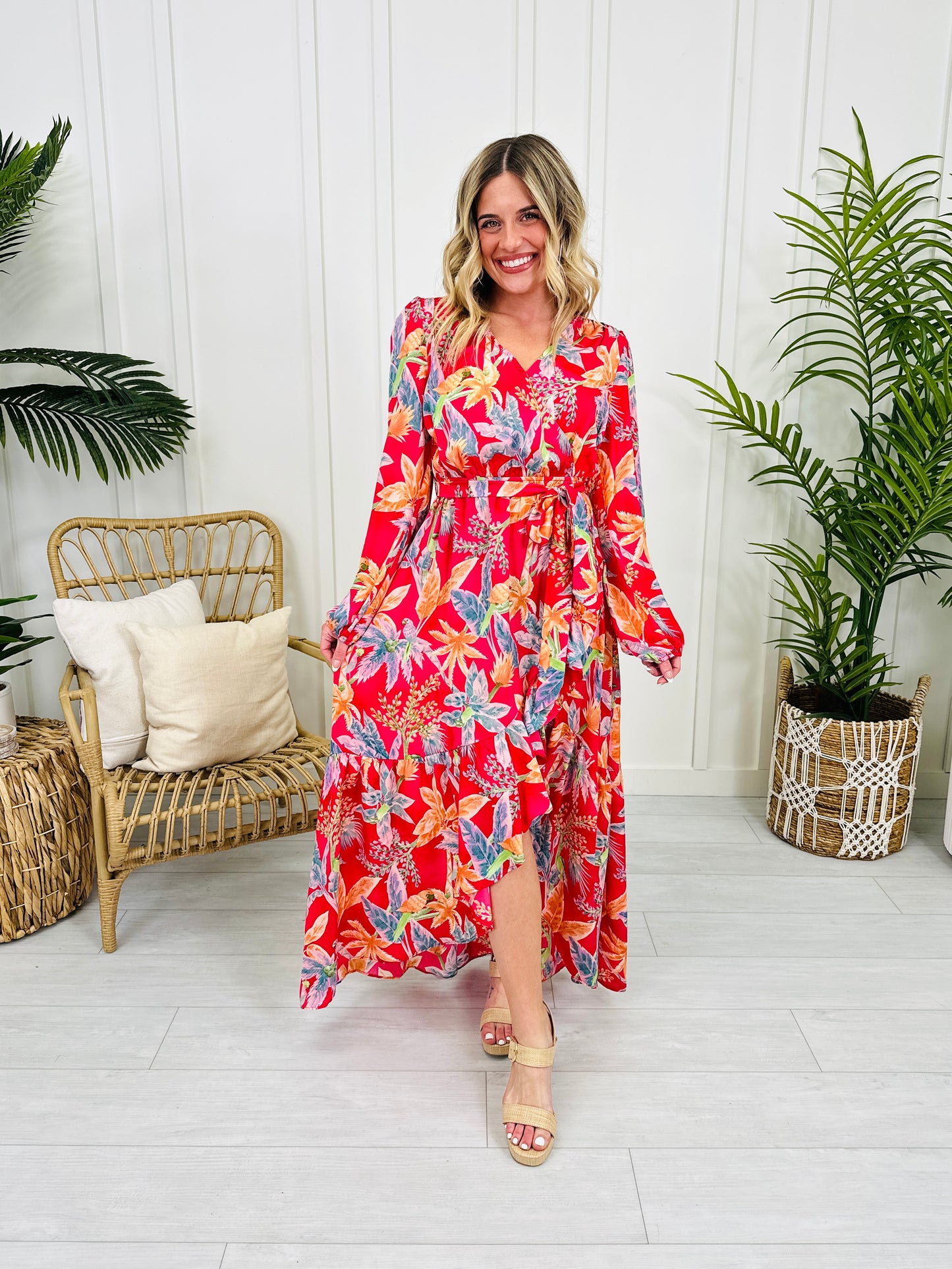 Tropical Tease Dress in Hot Pink