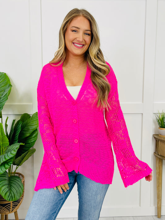 Electric Bloom Cardigan in Neon Pink