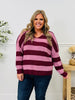 Stripe Of The Moment Sweater In Wine