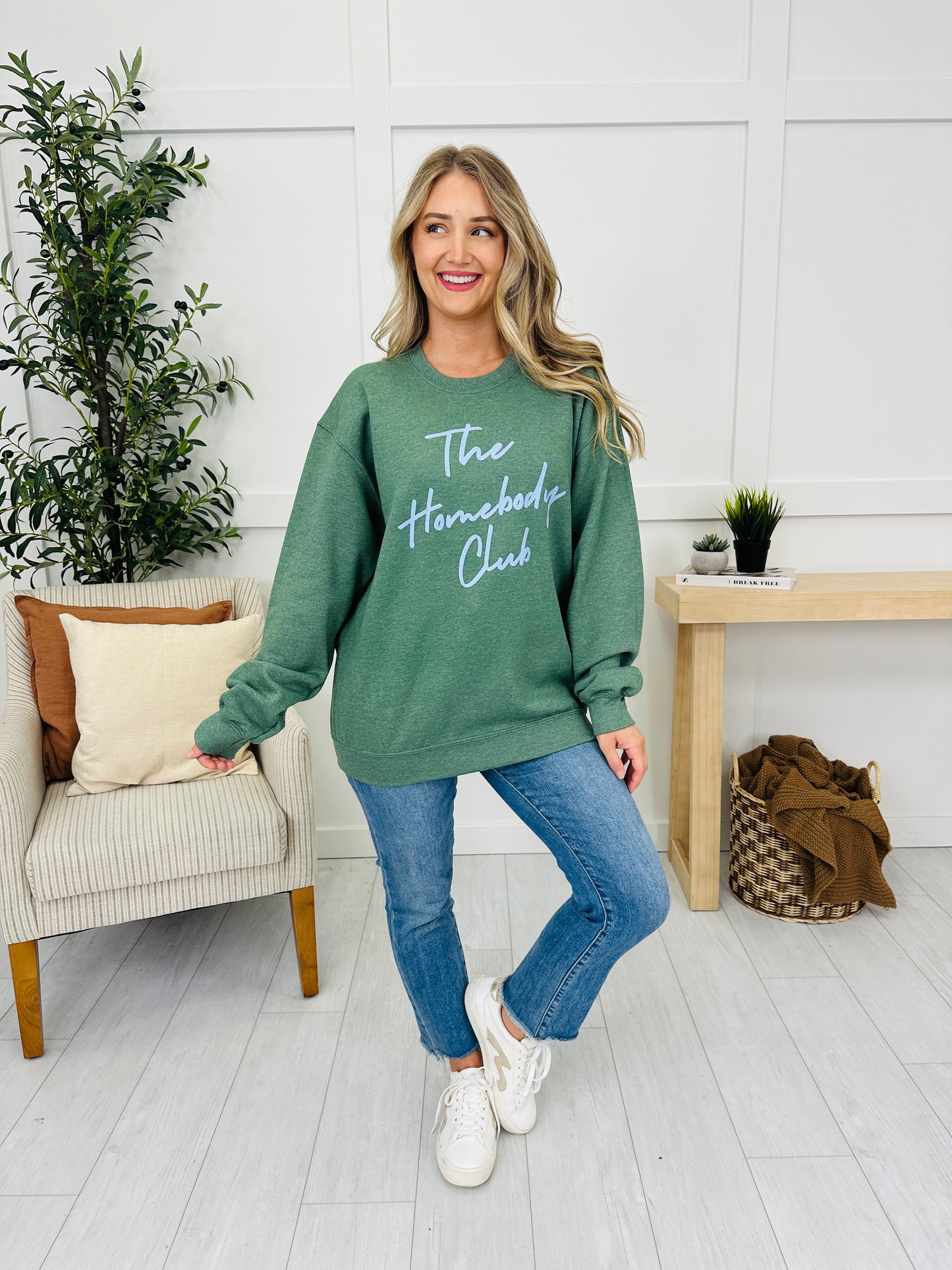 The Homebody Club Graphic Crewneck Sweatshirt in Multiple Colors