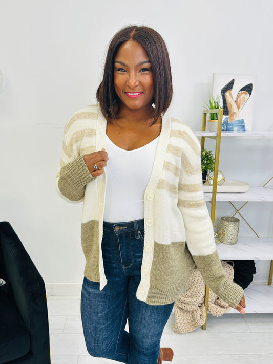 Parallel Comfort Cardigan in Taupe