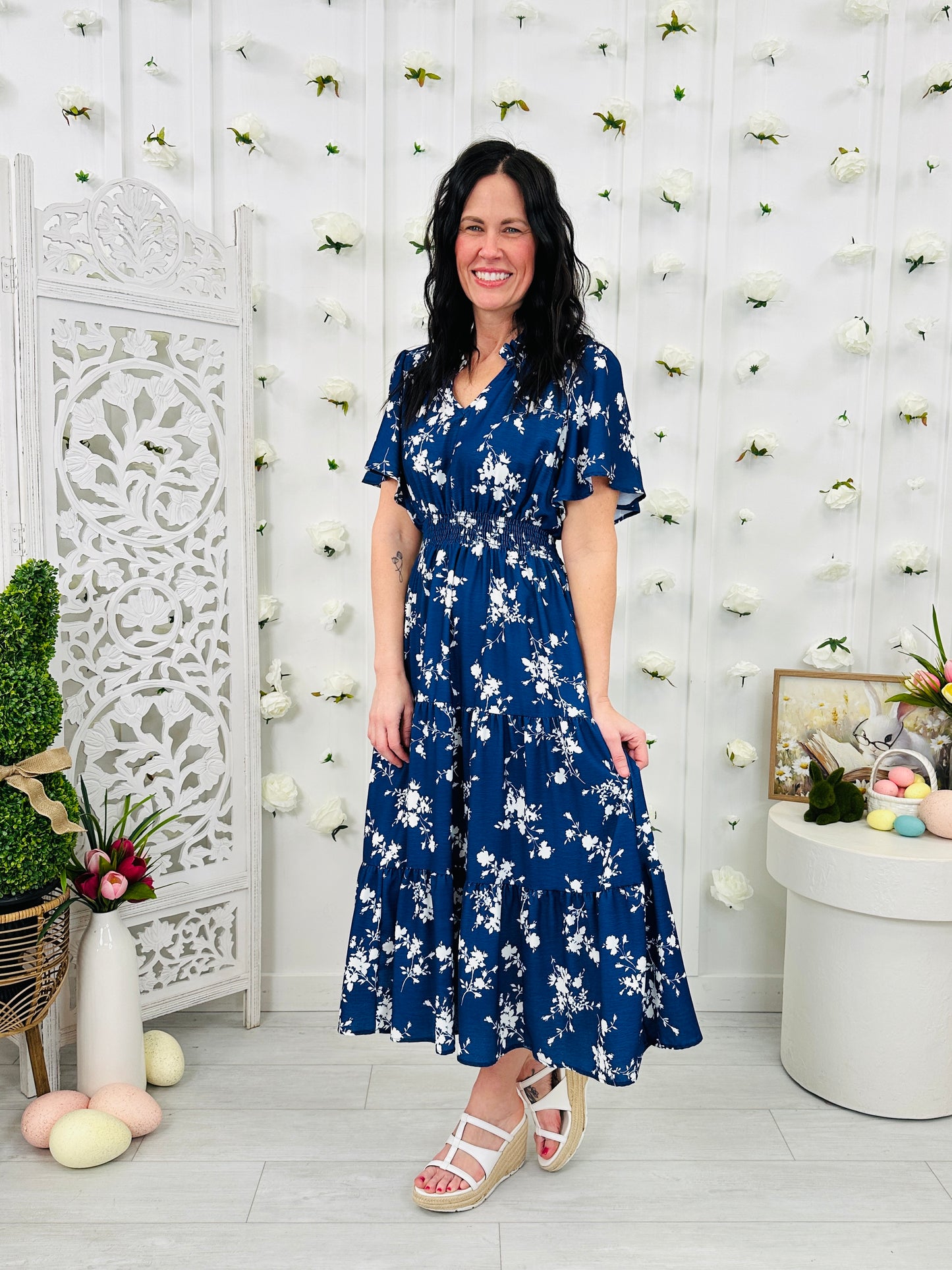 Sunday in Petals Dress In Navy