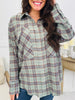 Fall for Plaid Top In Dk Sage