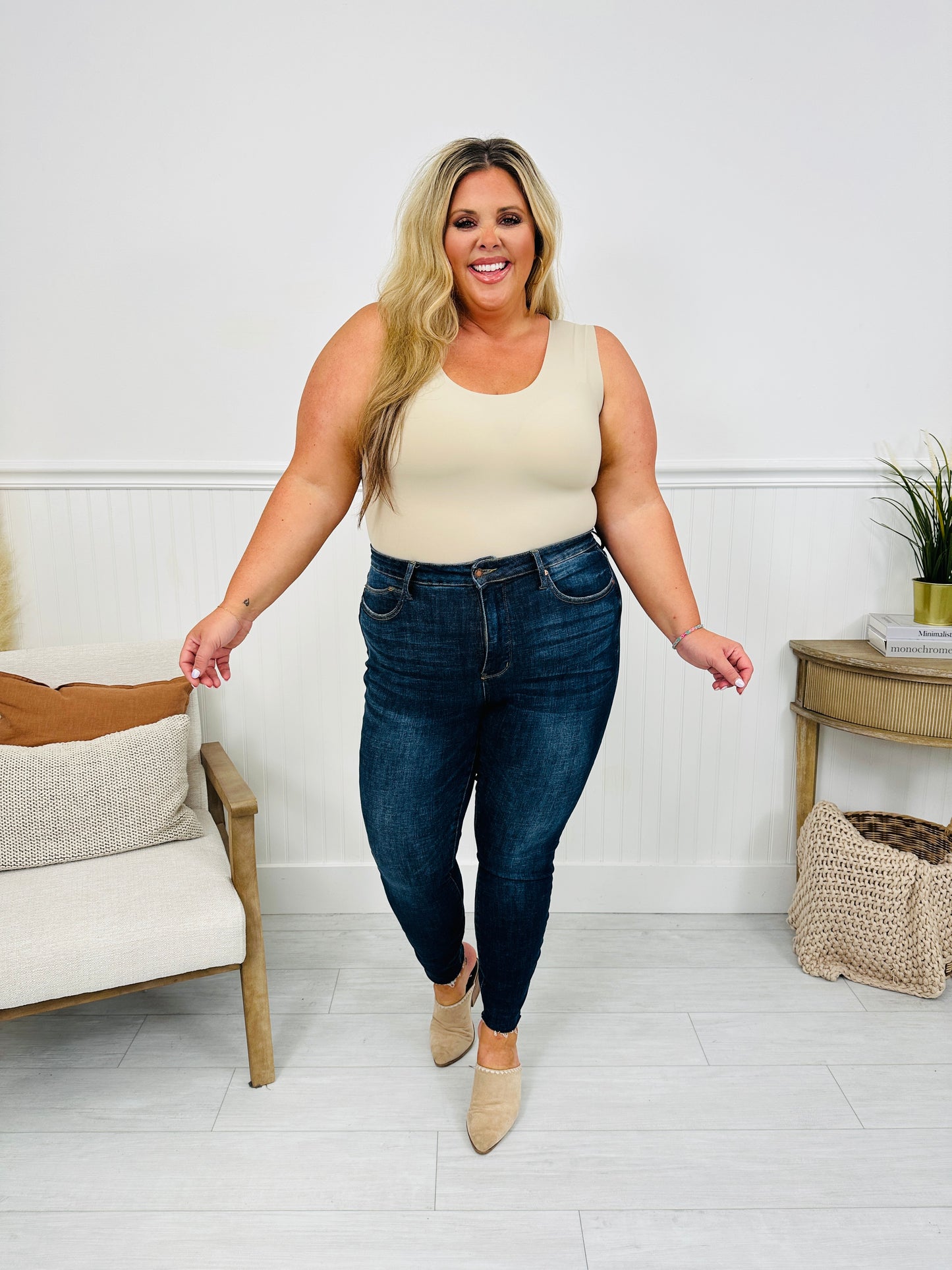 MOCO Signature Sleeveless Bodysuit in Stone-- Multiple Lengths!