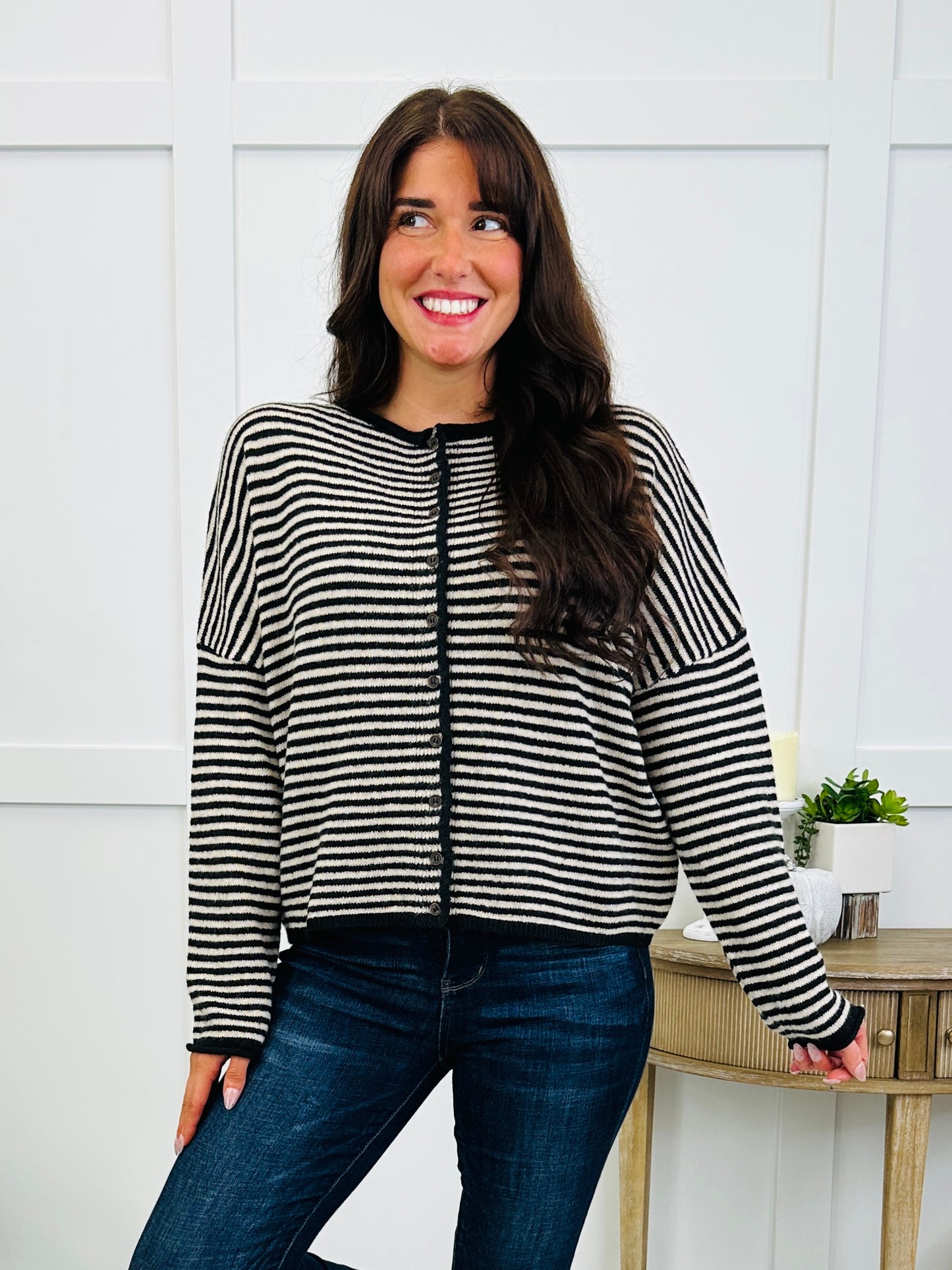 The Fireside Stripe Top In Black