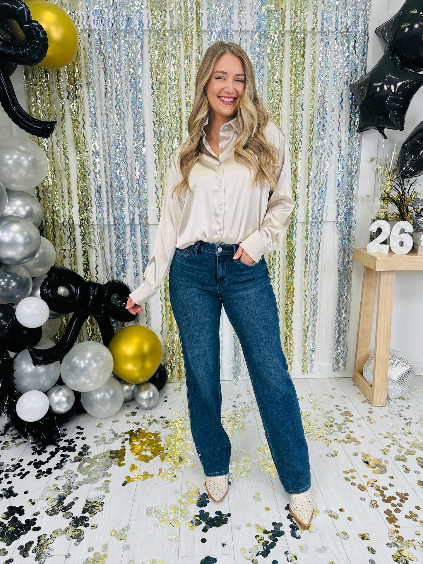 Judy Blue Straight Up Stud Straight Leg Jeans