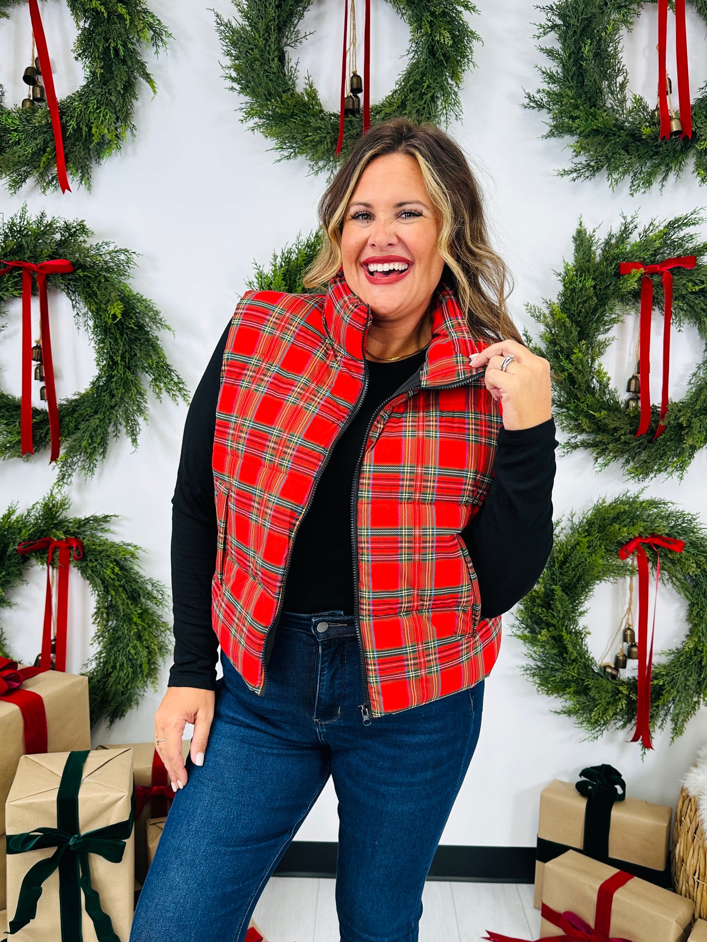 Perfectly Plaid Puffer Vest