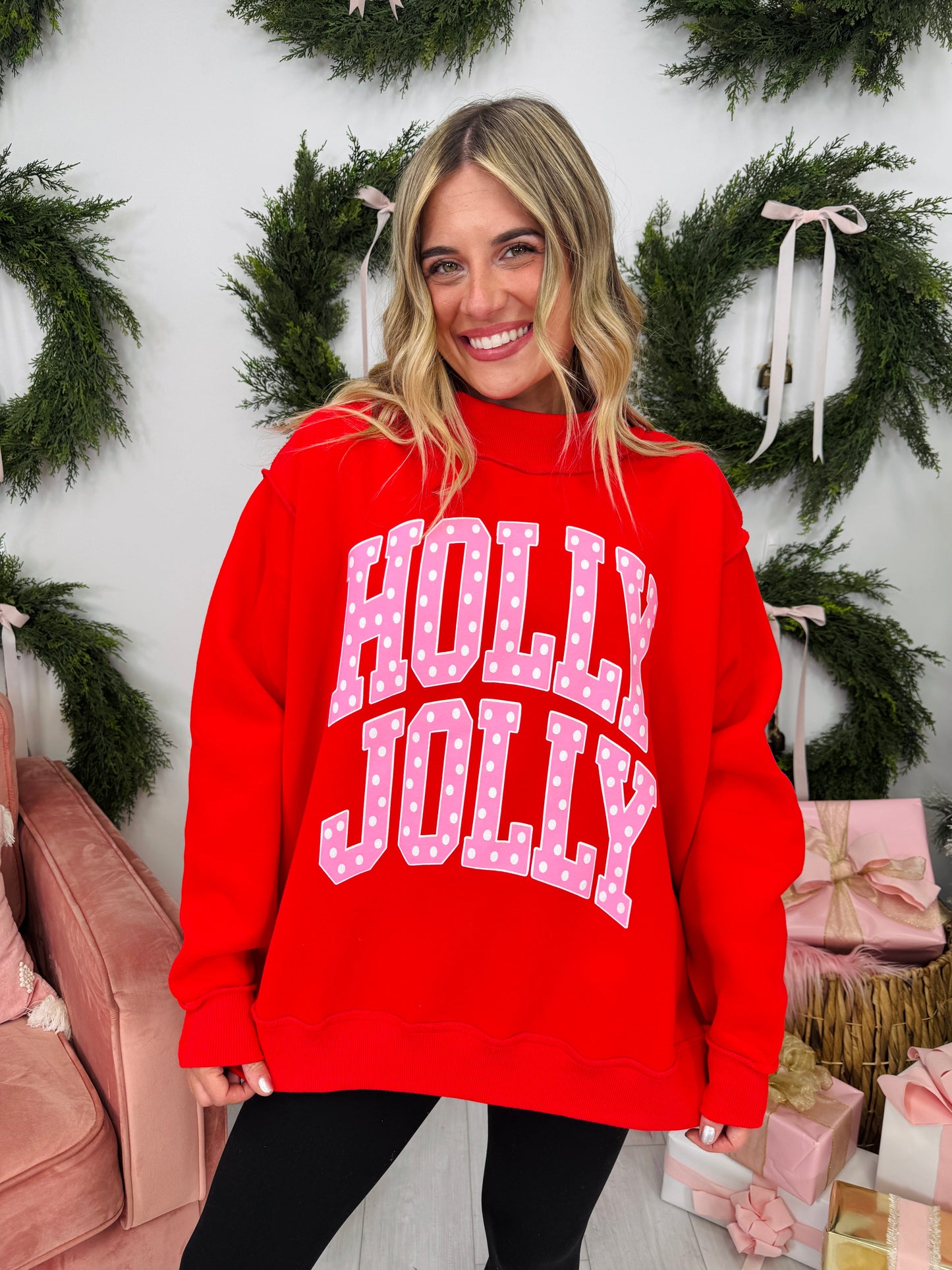 In My Holly Jolly Era Mock Neck Graphic Sweatshirt
