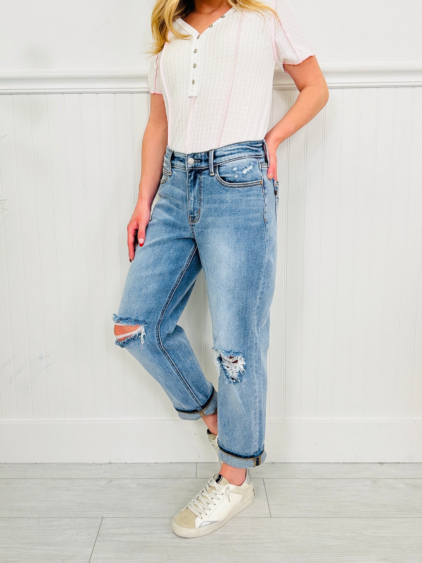 Judy Blue Spring Fling Boyfriend Jeans