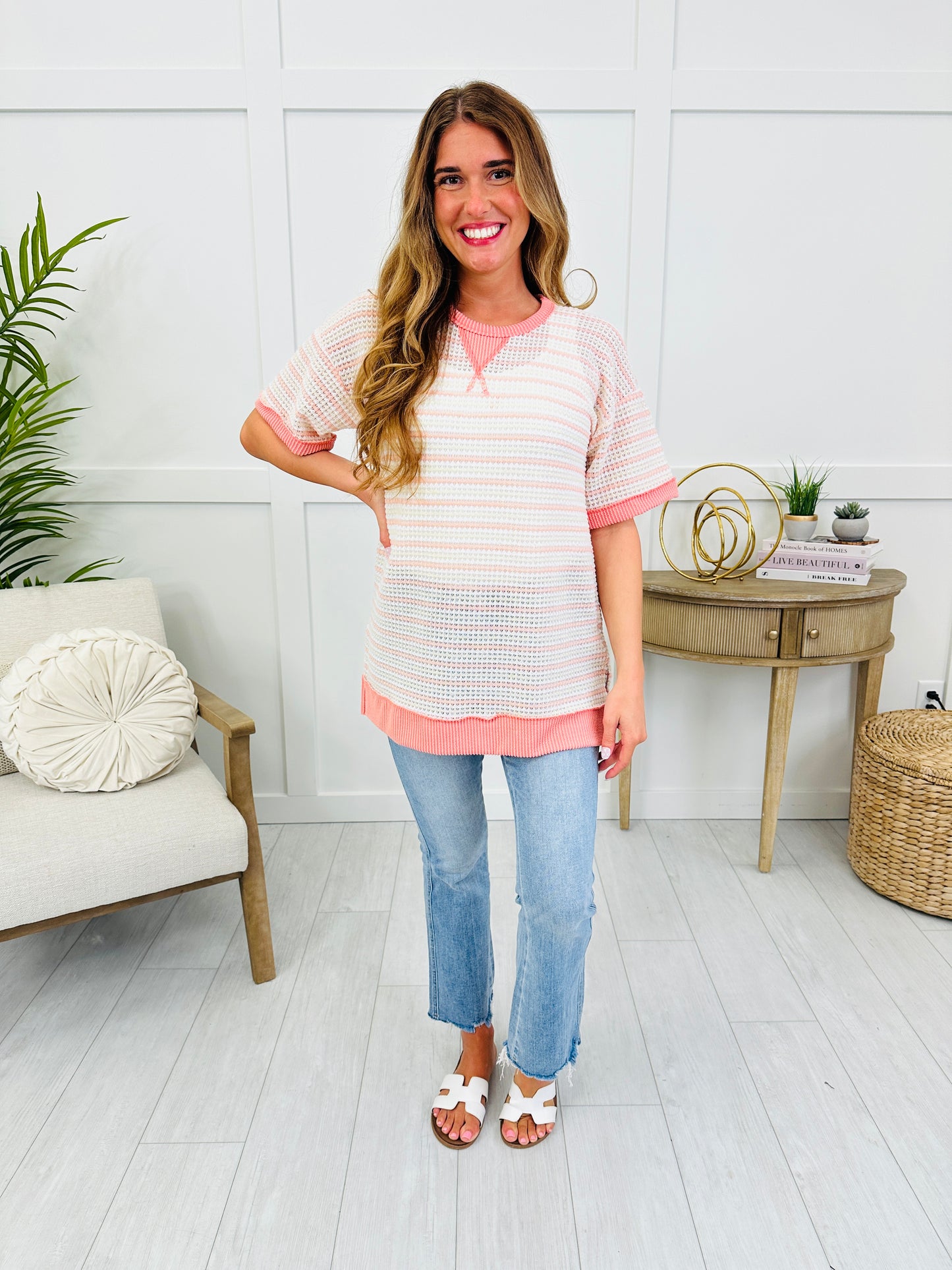 Stripe by Stripe Top In Pink